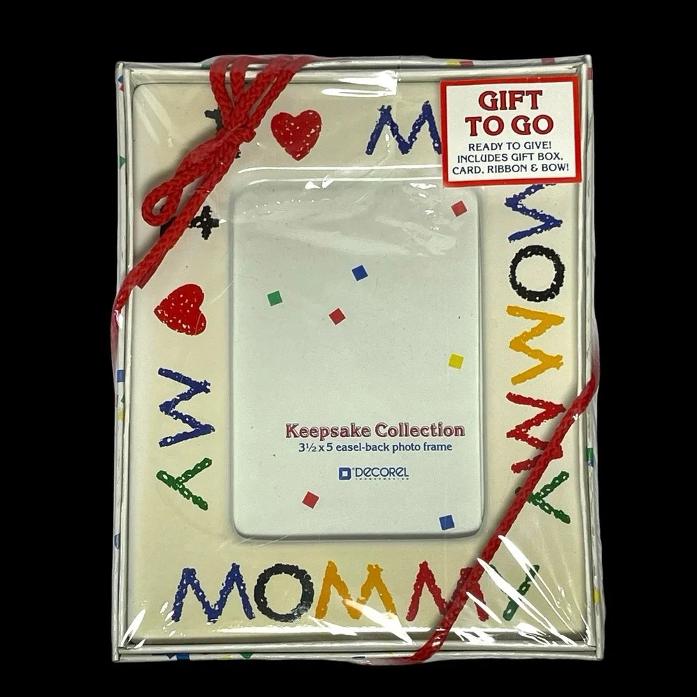 Vintage I Love My Mommy Ceramic Picture Frame 5x7 Retro Crayon Style READ Please